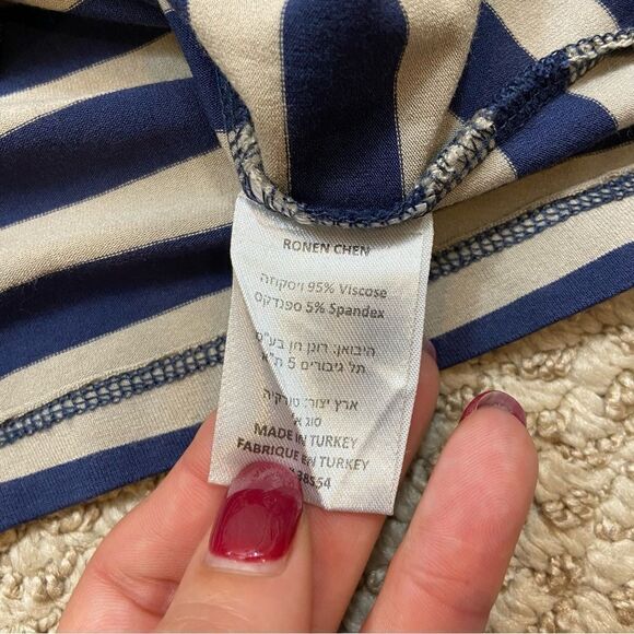 Ronen Chen Blue and Taupe Striped Tank Top Size 2 XS - Picture 9 of 9